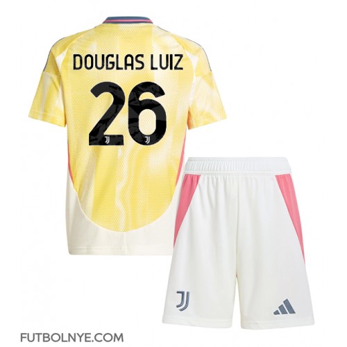 Camiseta Juventus Douglas Luiz #26 Visitante Equipación para niños 2024-25 manga corta (+ pantalones cortos)